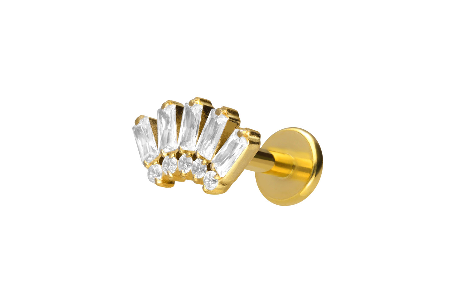 Titan Labret Piercing mit Push Fit 10 EINGEFASSTE KRISTALLE